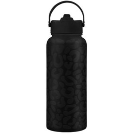 Sandjest SipChic 32oz Sports Water Bottle with Flip Straw & Handle, Portable Insulated Stainless Steel Leak Proof, Travel Gym Mom Nurse Christmas Gift:_Leopard 2