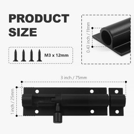 2 Set Door Lock Bolts，Bolt Lock，4inch Slide Barrel Door Bolt，Door Bolt Security Lock Latch with Screws，Heavy Duty Door Bolt Latch for Internal Door Shed Bathroom Toilet Shed(Black)