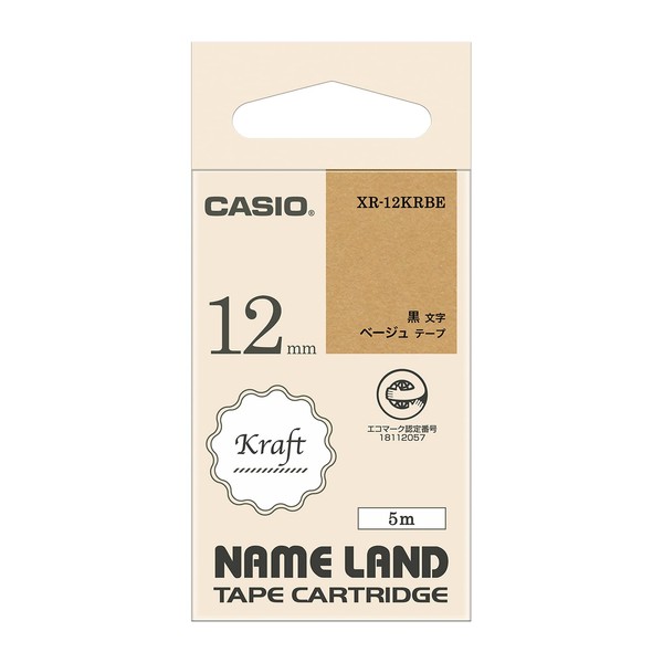Casio Label Writer Nameland Craft Tape 12mm XR-12KRBE Beige with