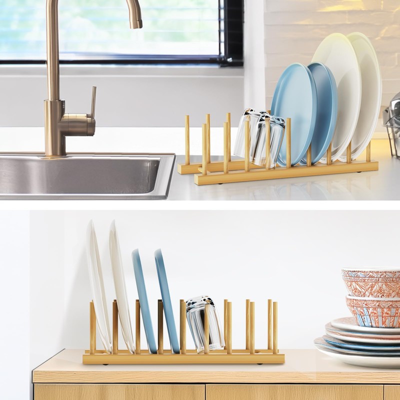 Mukylar Bamboo Dish Drying Rack for Kitchen Organizer-Sturdy Plate Rack