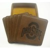 GFSF Ohio State Set of Six 6 Engraved Leather 4"x4" Coasters in a Leather Holder