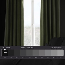 HPD Half Price Drapes Signature Blackout Velvet Curtains 96 Inches Long Heat & Full Light Blocking Blackout Curtain for Bedroom & Living Room (1 Panel), 50W x 96L, Hunter Green