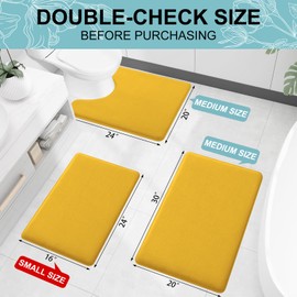 Smiry Memory Foam Bath Mat 30" x 20", Extra Soft Absorbent Bathroom Rugs Non Slip Bath Rug Runner for Shower Bathroom Floors, Yellow