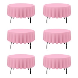 BRILLMAX 6 Pack Pink Round Tablecloths 90 Inch - Circle Bulk Linen Polyester Fabric Washable Table Cloth Cover for Wedding Reception Banquet Birthday Party Buffet Restaurant