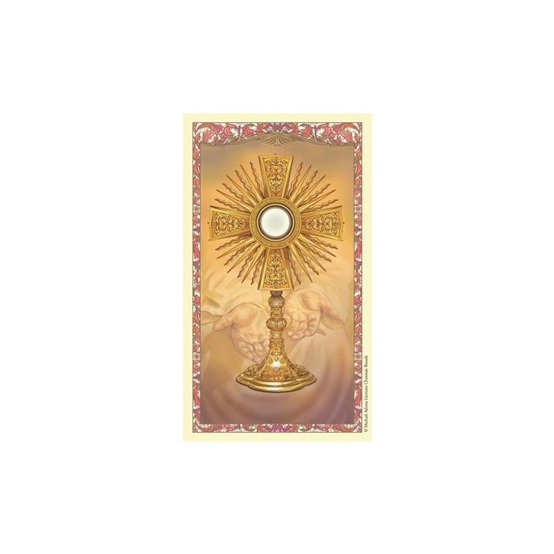 Christian Brands Spanish Holy Card - Eucharistic Adoration 2-3/4" W