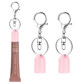 Keychain Cap Compatible with Summer Fridays 0.5 oz Lip Balm & LANGIGE 0.35 oz – Lip Balm Holder Keychain, (2, Pink)