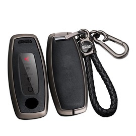 ontto Alloy Car Key fob Cover Fit for Nissan Rogue Pathfinder X-Trail T33 Qashqai J12 Kicks Juke Ariya Altima 2022 2023 2024 Leather Key case Shell Key Holder Keyring Keychain Accessories Black