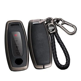 ontto Alloy Car Key fob Cover Fit for Nissan Rogue Pathfinder X-Trail T33 Qashqai J12 Kicks Juke Ariya Altima 2022 2023 2024 Leather Key case Shell Key Holder Keyring Keychain Accessories Black