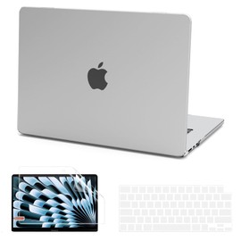 B BELK Compatible with MacBook Air 15 inch Case 2024 2023 Release M3 M2 Model A3114 A2941 Touch ID & Retina Display, Plastic Laptop Hard Shell Case + Keyboard Cover + Screen Protector, Matte Clear