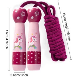 Children's Skipping Rope, Girls' Skipping Rope, Adjustable Cord with Wooden Handle, Speed Jump Rope, Adjustable Cotton Rope Jumping Ideal for Fitness Training for Girls Boys (C)