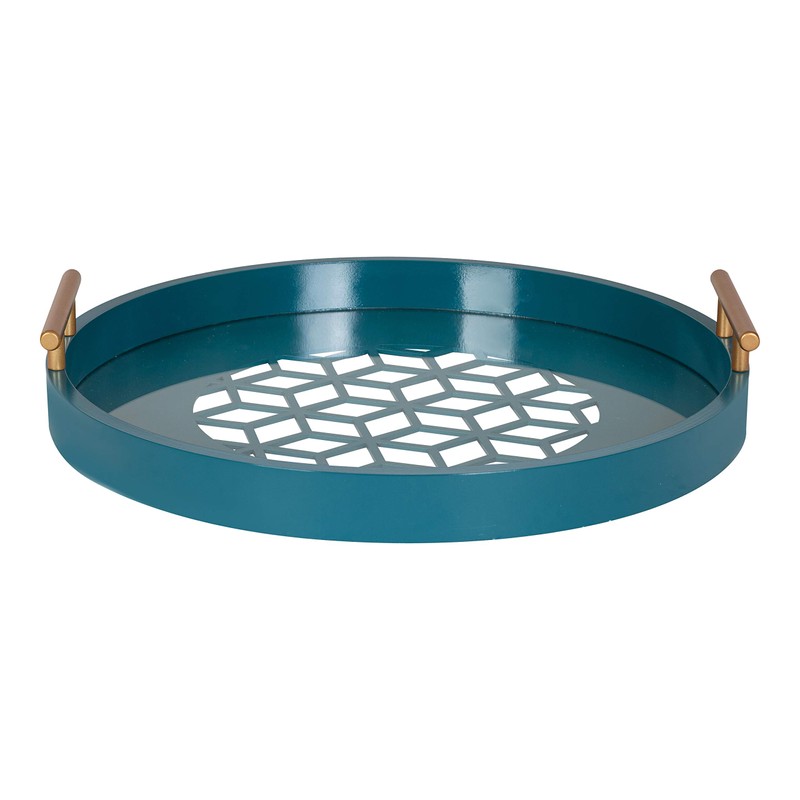 Kate and Laurel Caspen Modern Round Tray, 15.5 inch Diameter,
