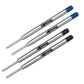 Rotring Tikky Ballpoint Pen Refill - Black (M) and Blue (M) - Pack of 4