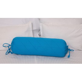 SAFFRON HANDICRAFTS Bolster Pillow Cover ,Cotton with Draw String Closure Easy to Removable n Washable 8" Diameter c 24 " Long (20 cm x 60 cm) (Turquoise Blue)