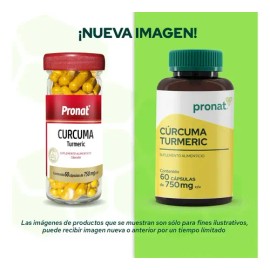 Kit 3 Piezas Suplemento Curcuma Turmeric (60 Caps) Pronat Sin Sabor