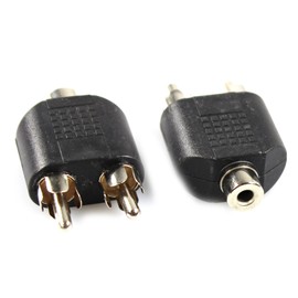 com-four® Y-Adaptor Jack Socket 3.5 mm Stereo - 2 x RCA Male - Audio Jack Female to 2x RCA Male in Plastic Housing (Pack of 02 - RCA Male 3.5 mm)