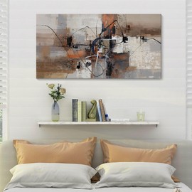 YDYSUNE Abstract Canvas Wall Art, Modern Wall Decor Painting, Brown Room Decorations, Orange Wall Art for Living Room, Bedroom, Office Artwork Wall Decor 24×48IN