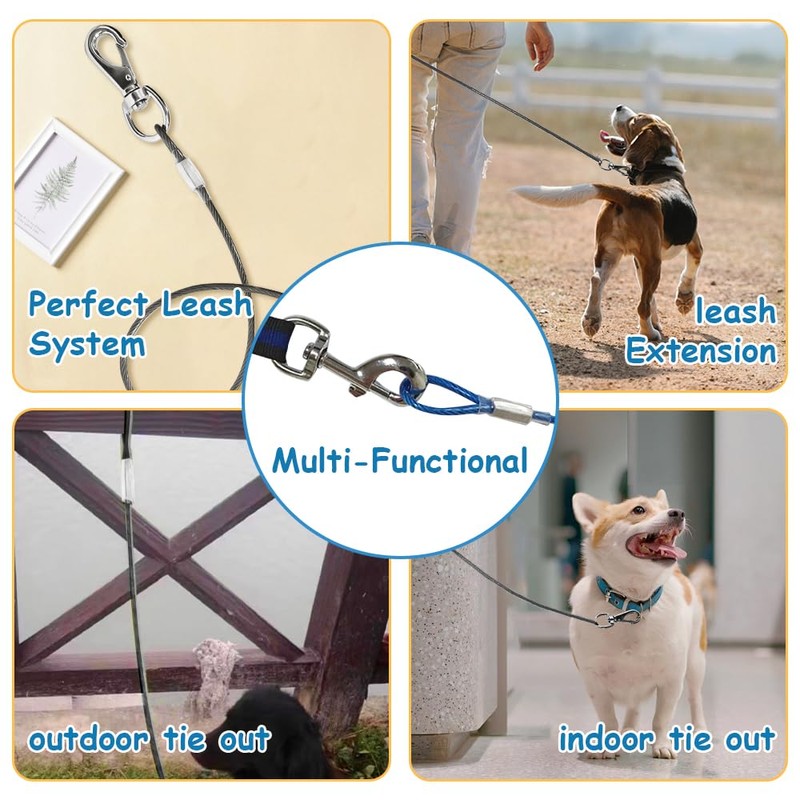 Mi Metty Chew Proof Dog Leash - 2Pack Metal Cable