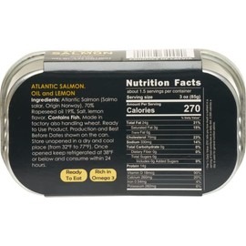 Baltic Gold Atlantic Salmon Fillets - 4.23 oz (120g) - Product of Latvia (In Oil & Lemon, 6 Pack)