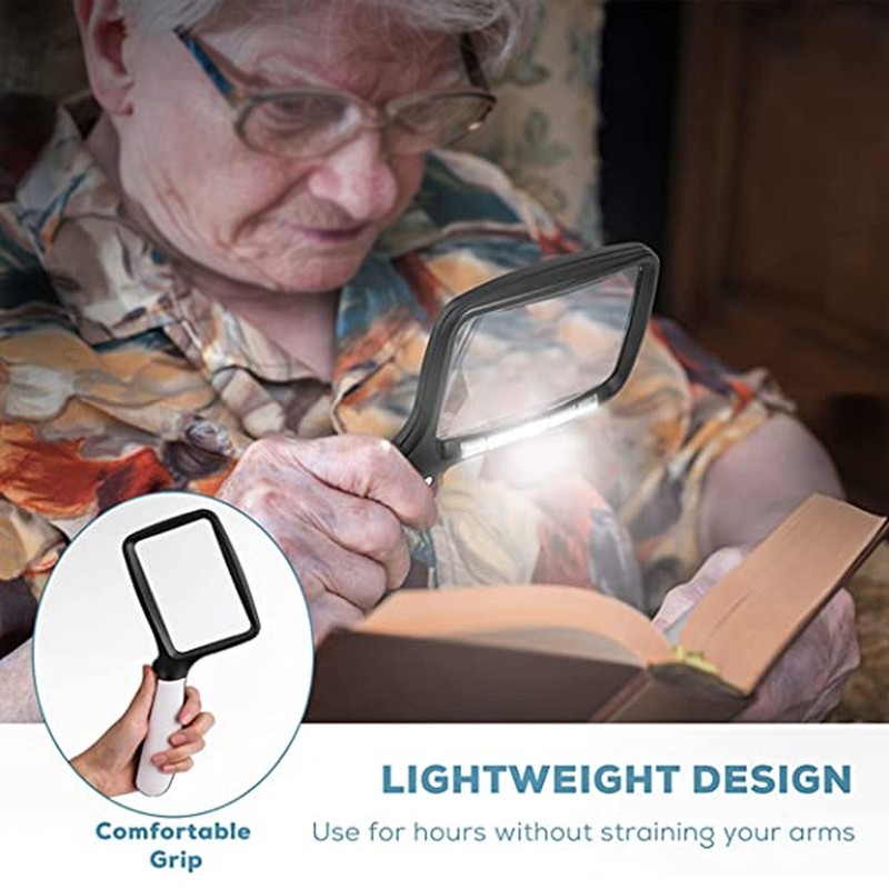 Folding Handheld Magnifying Glass with Light 5 LEDs 3X Large