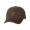 One Size Brown Baseball Jesus Cross Script Christian Embroidered Dad