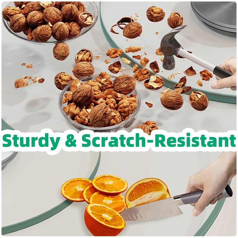 22.8" Lazy Susan for Table Top Tempered Glass Rotating Serving