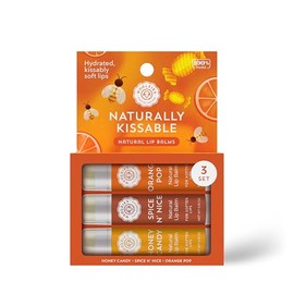 Lip Balm Set: All-Natural Shea Butter, Beeswax, Coconut Oil, Vitamin E Infused Lip Moisturizer Care (3 Pack, Naturally Kissable)
