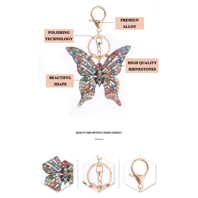 WANLIAN Butterfly Rhinestone Keychain Sparkling Alloy Multi-color, multicoloured