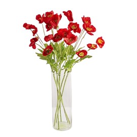 Corkwaw 6 fiori artificiali di papavero finto in seta, 60 cm, fiori finti in seta sintetica al tatto per Pasqua, festa della memoria, decorazioni da tavola, centri (rosso)