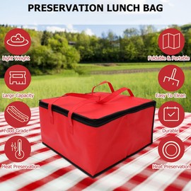Bolsa Térmica Portátil para Alimentos, 35x35x22 CM, Roja
