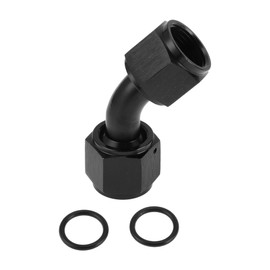 A ABSOPRO Male Flare Reducer Hose Fitting Adapter AN8 45° Fuel Line Connector Aluminum Black