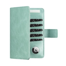 VULKIT Passport Holder with Airtag Holder RFID Blocking Passport Wallet Travel Leather Passport for Women(Mint Green)