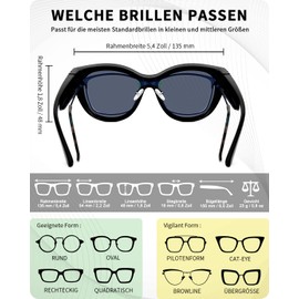 Meeloog Polarised Over Glasses Sunglasses for Women, Glasses Wearers, UV400 Protection Sunglasses, Round Sunglasses for Driving DEMST0080, D1 Gradient Brown Frame/Brown Lens