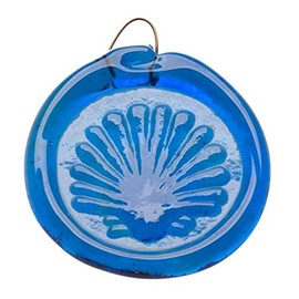 Small Scallop Shell Suncatcher Glass Coin Made from 100% Recycled Glass 2" Diameter - Made in Vermont - Gift Packaged