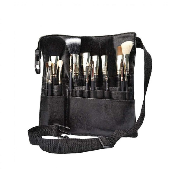 1pc PU Leather Makeup Brush Size Laptop Bag Organiser Holder Cosmetic Brush with Artist Strap Bracelet (unfold)