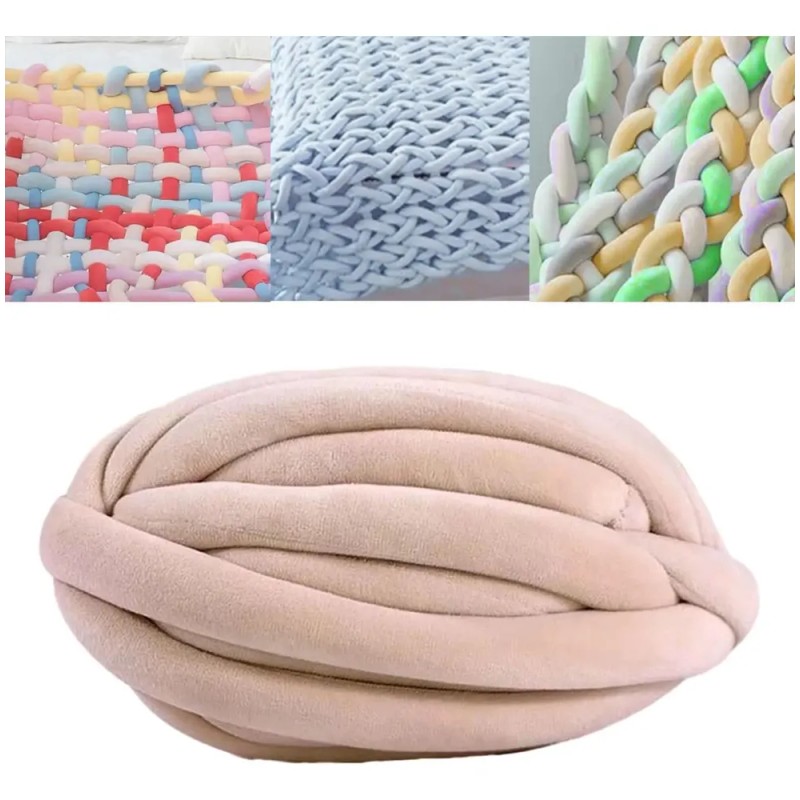 Hilo Grueso, Hilo Tubular Gigante Para Tejer Con Beige