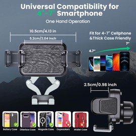 Kaishengyuan Dash Mount Phone Holder with Metal Double Socket Arm & 360° Rotation Extension Mounting Arm & 0.98” Ballhead Kits Compatible with 4“-7" Smartphones (Not Include Metal Base)