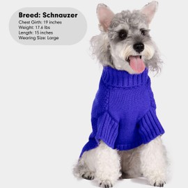 cyeollo Dog Sweater Pullover Turtleneck for Dogs, Classic Knitwear Fall Winter Cold Weather Dog Clothes Warm Pet Apparel Small Medium Large Dog Sweaters, Royal Blue M