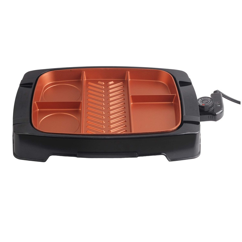 Brentwood Electric Indoor Grill Non-Stick Copper Coating, Multi-Portion, Black
