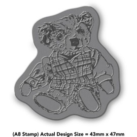 'Teddy Bear in Tweed' Rubber Stamp - Unmounted Design for Crafting & Scrapbooking, A8 (RS00044293)