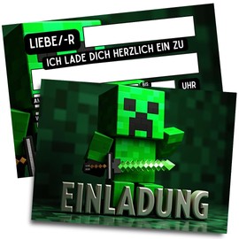 ZETTMANN® Pack of 10 Invitation Cards Children's Birthday Boys & Girls – Stylish Birthday Invitation Cards – Cool Birthday Invitations for Children (Monster)