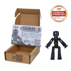 Zing StikBot Paquete individual – Incluye 1 StikBot – cifras de acción y accesorios coleccionables, animación Stop Motion, a partir de 4 años (brillante negro sólido)