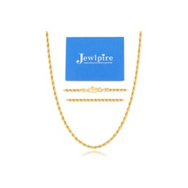 Jewlpire Soild 18k Over Gold Chain Necklace for Women, 1.5mm Rope Chain Italian Gold Chain Shiny & Sturdy & Durable Women's Chain Necklaces 20 Inches