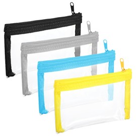 Tyqour 4Pcs 6 x 3.5 inch Clear Cosmetic Bags with Zipper Small Makeup Pouch Travel Pouches Waterproof Zipper Bags for Organizing Daily Toiletries Travel Office Supplies