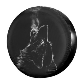 Foruidea Black 3D Wolf Spare Tire Cover Dust-Proof Wheel Tire Cover Fit Trailer, RV, SUV and Many Vehicle 15 Inch