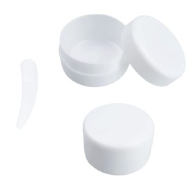 Travel Pots with Lids 2PCS 50ml Travel Containers for Toiletries and 1 Mini Spatula, Refillable Cosmetic Sample Jars for Creams Lotion Nail Art Glitter Jewelleries, White