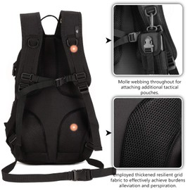 Protector Plus Tactical Motorcycle Backpack Small Military Cycling Daypack Army Assault Pack Bug Out Bag Hiking Camping Rucksack (Patch Included),Black