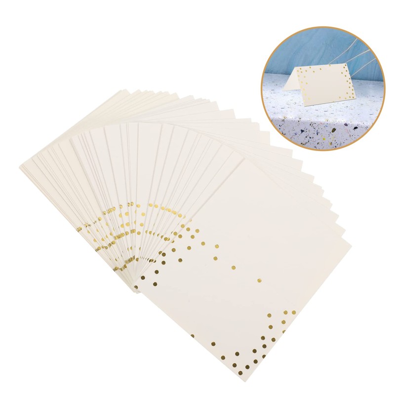 iplusmile 50pcs Gold Foil Dots Name Cards Elegant Table Tent