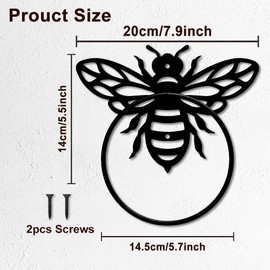 MAYJOYDIY Honey Bee Metal Towel Ring Antique Bumblebee Hand Towel Holder Round Cute Insects Towel Hangers Black Bathroom Towel Rack Wall Mounted for Kitchen Bath Home Laundry Room Decors Gifts