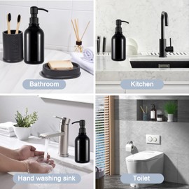 300 ml / 500 ml Black Empty Shampoo Bottles, Soap Dispenser Black, Pump Dispenser, Pump Head, Stainless Steel, Refillable Soap Dispenser Bottles, Shampoo Bottles for Filling, for Kitchen and Bathroom