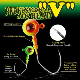 LUCKYFISHING Jig Heads Crappie Jigs Walleye Jigs Heads for Fishing Gifts for Men 3/8oz(10g)-2/0-25pcs